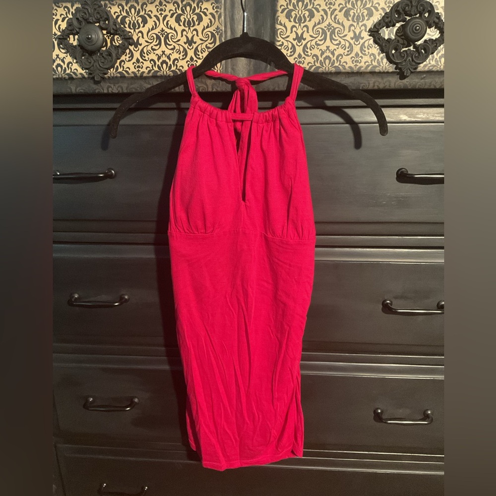 VS Bra Tops Pink Ruched Tie Front Halter Top
